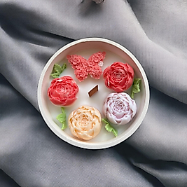 Mini Kase Tomurcuk Çiçekli Mum