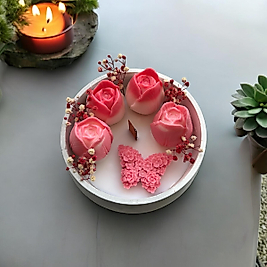 Mini Kase Lale Çiçekli Mum