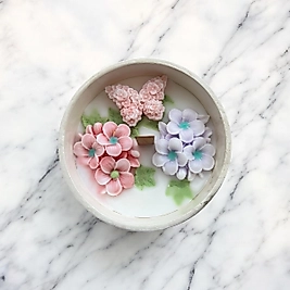 Mini Kase Yumurta Çiçekli Mum