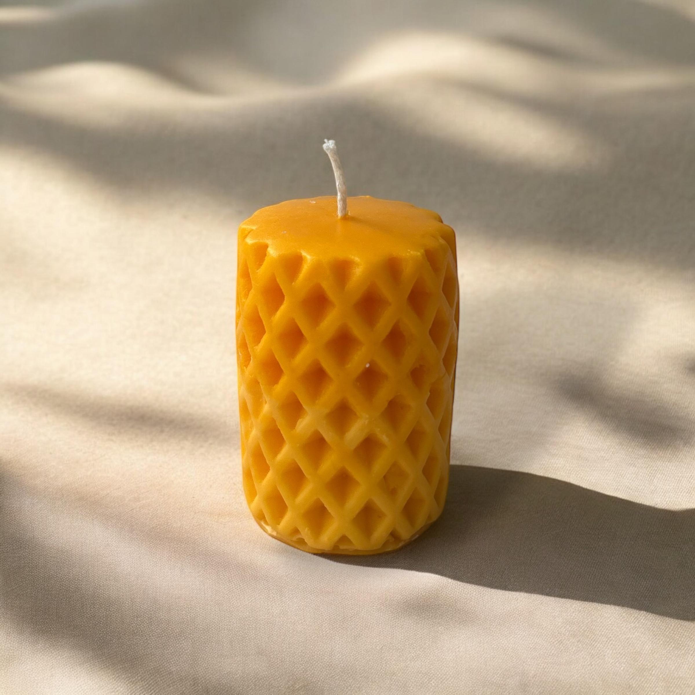 Hasır Örgülü Sütun Mum