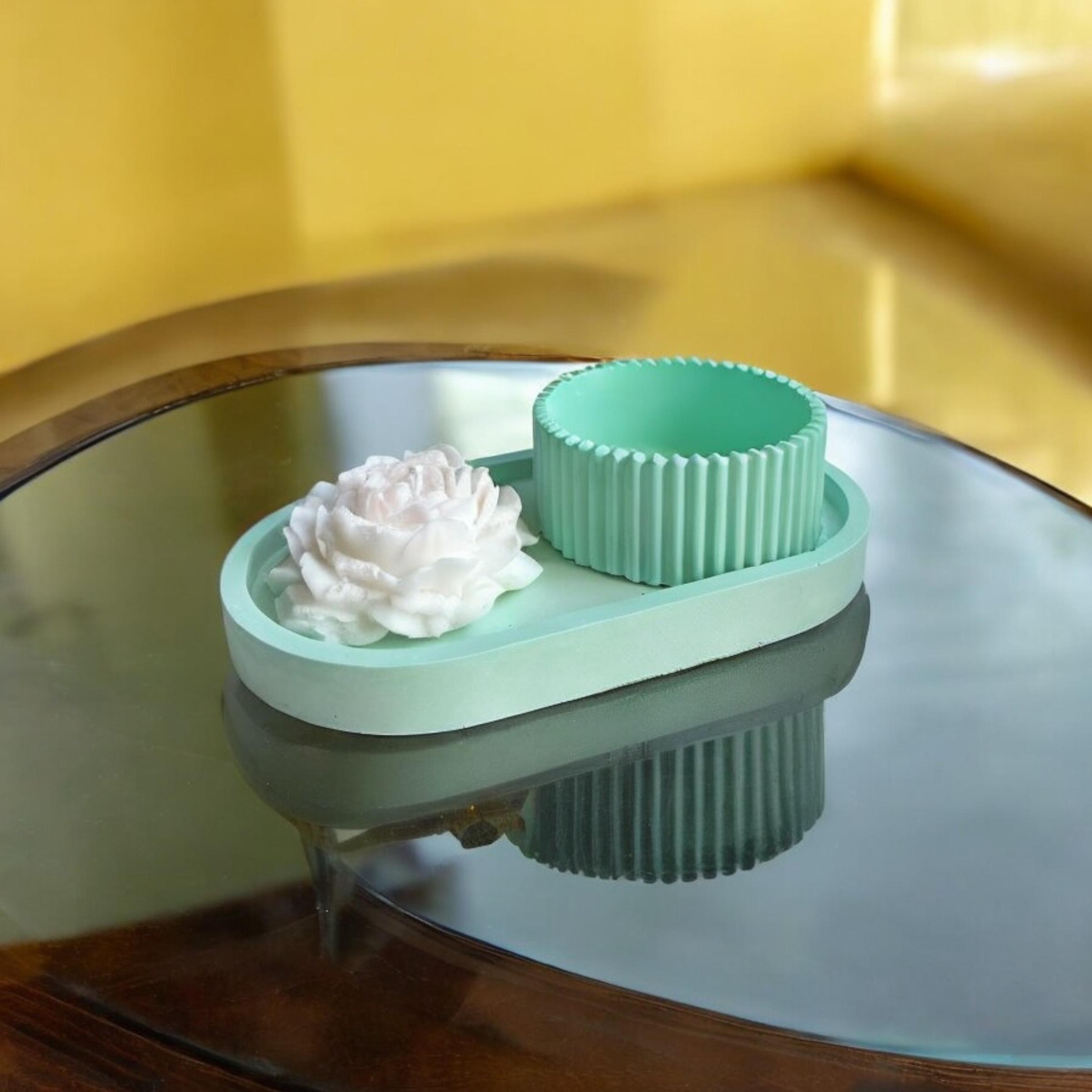 3’lü Güllü Mum Set