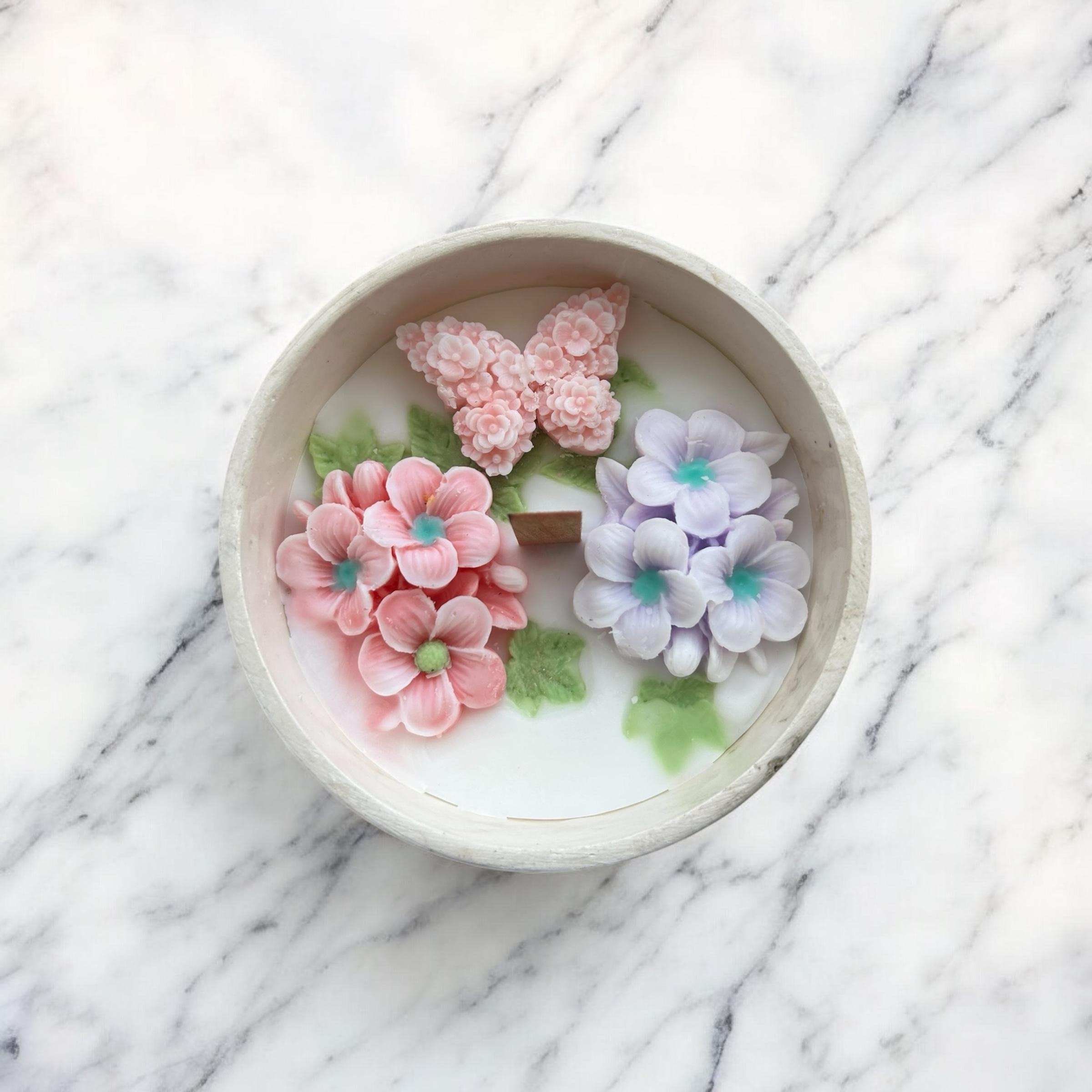 Mini Kase Yumurta Çiçekli Mum